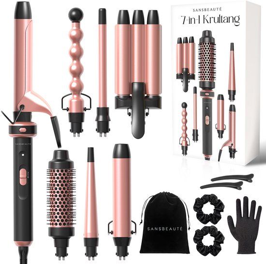 Sansbeauté® 7-in-1 Krultang met Klem en Wafeltang