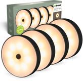 Brendz LED ronde Kastverlichting met Bewegingssensor, USB-C Oplaadbaar, Magnetisch, 4 stuks, Warm wit 3000K, Trapverlichting draadloos, Nachtlampje, zwart