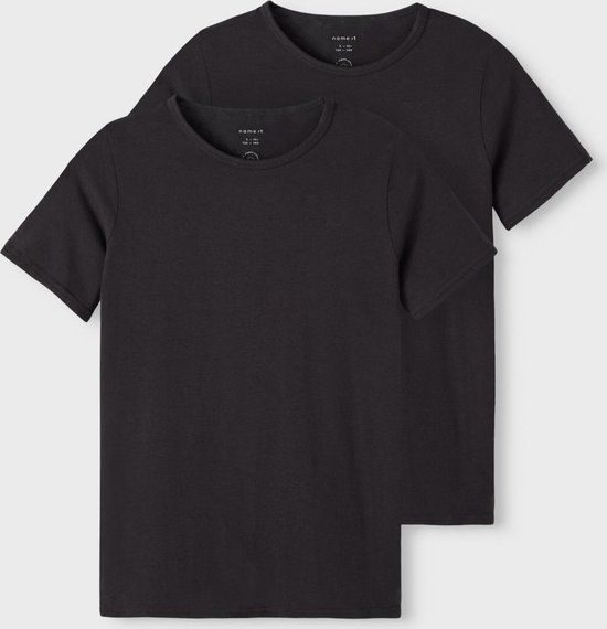 NAME IT NKMT-SHIRT SLIM 2P NOOS Jongens T-shirt - Maat 134/140 - Zwart - Set van 2