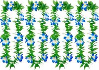 Boland Hawaii krans/slinger - 4 stuks - Tropische kleuren mix groen/blauw