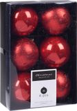 Christmas Decoration Koopman International 6x Kerstboomversiering luxe kunststof kerstballen rood 8 cm