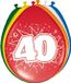 Folat Verjaardag leeftijd ballonnen 40 jaar - 8x - multi - 30 cm - feestartikelen/versieringen