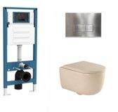QeramiQ Dely Swirl Toiletset - Inbouwreservoir - Beige