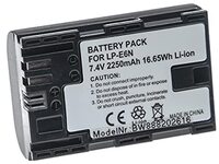 VHBW Oplaadbare batterij voor Canon LP-E6N digitale camera, DSLR (2250 mAh, 7,4 V, Li-Ion) met informatiechip