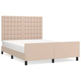 vidaXL Bedframe met hoofdbord, kunstleer, cappuccinokleurig, 140x200 cm