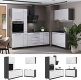 Vicco Keuken Fame-Line, Wit Hoogglans/Antraciet, 220 x 120 cm