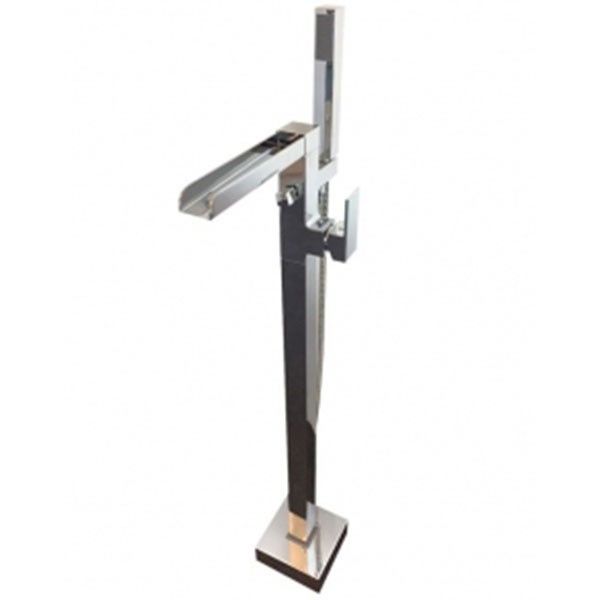 Badkraan Vrijstaand Ducta Mengkraan Vierkant Chroom 1 Greeps met Waterval en Handdouche