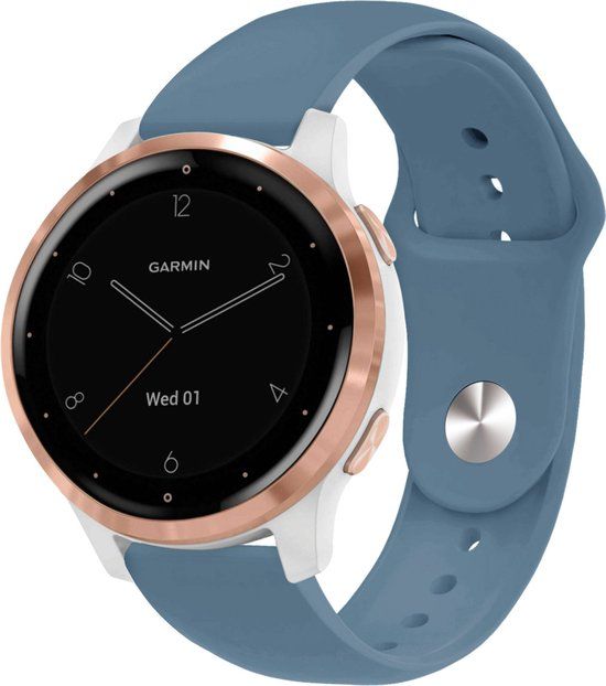 iMoshion Siliconen Sport Bandje 18mm - Blauw - Geschikt voor Garmin Vivoactive 4s / 3s, Venu 2s, Vivomove 3s, Fossil Gen 6 / 5e