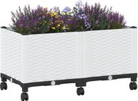 vidaXL Tuinschaal met wielen Wit 80 x 40 x 44 cm PP