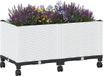vidaXL Tuinschaal met wielen Wit 80 x 40 x 44 cm PP