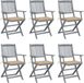 Acaciahout Fauteuils pliants 6 pc avec coussins
