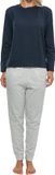 Schiesser Dames pyjama Organic Cotton grijs / donkerblauw