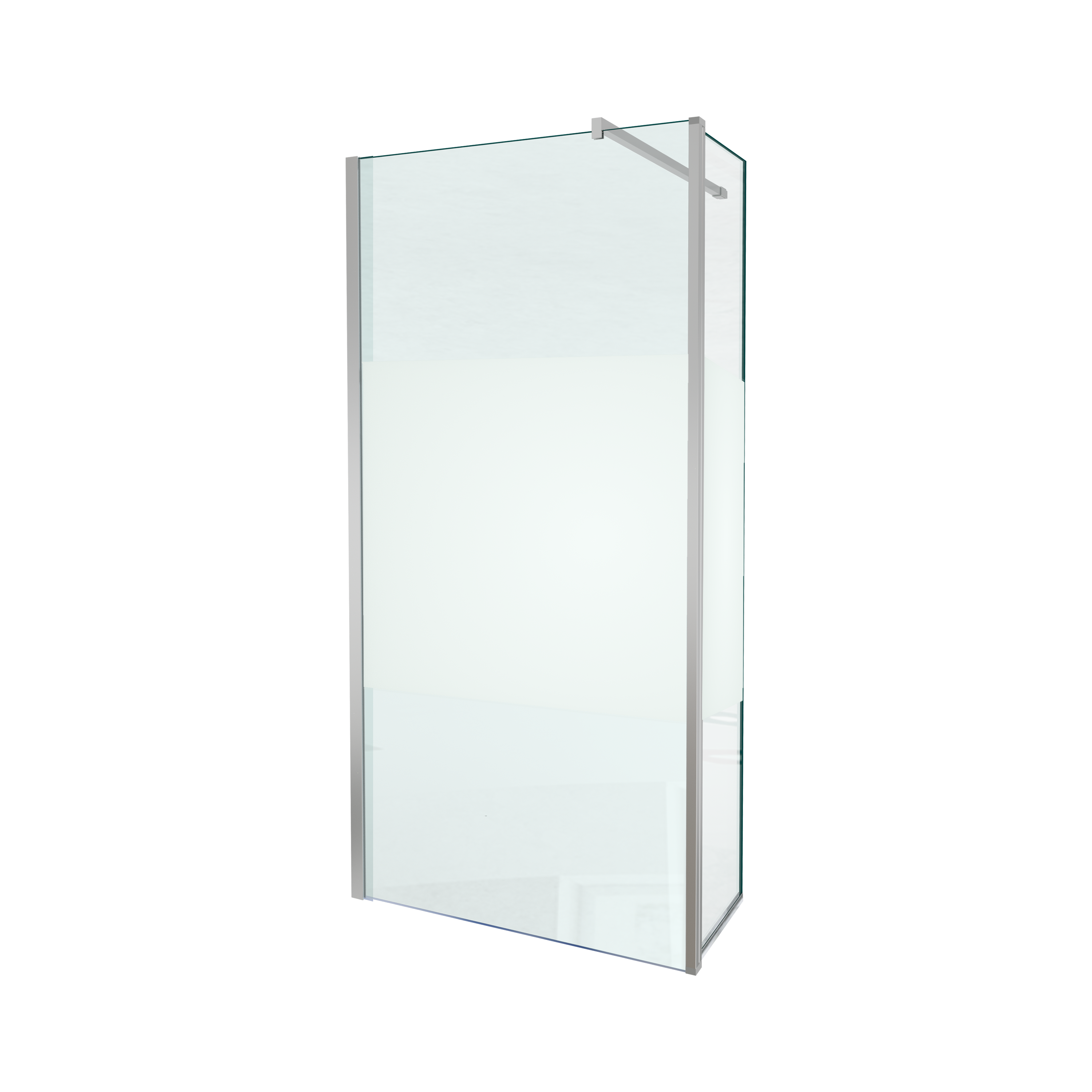 Balmani Move inloopdouche met beweegbare zijwand 100 x 200 cm helder glas met matte strook glanzend chroom profiel