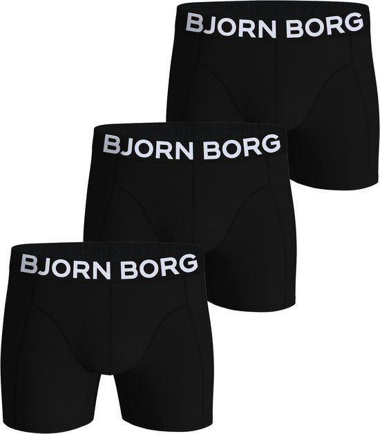 Björn Borg Cotton Stretch boxers - heren boxers normale lengte (3-pack) - zwart