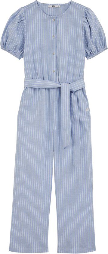 WE Fashion Meisjes gestreepte jumpsuit met pofmouwen