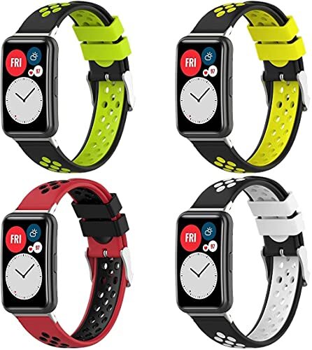 Chainfo Watch Strap compatibel met Huawei Watch Fit/Huawei Fit, Soft Silicone Narrow Slim Sport Replacement Wristband for Smart Watch (4-Pack I)