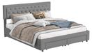 StarTech Modern gestoffeerd bed met fluweleffect - Tweepersoonsbed 160x200 cm - Ingebouwde opbergruimte met hydraulische lift - 2 lades - Houten frame - Grijs