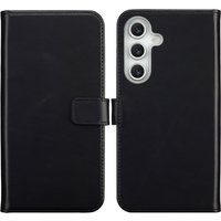 Selencia Echt Leren Bookcase voor de Samsung Galaxy S25 FE - Zwart