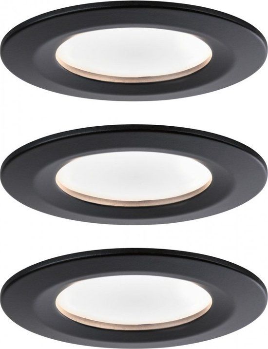 Paulmann Nova Coin - Set van 3 - Inbouwspot - Rond - Zwart - 2700K - IP44
