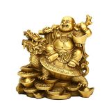 BRASSTAR 4,5 "(H) Ruyi lachende Boeddha en schildpad-rijkdom, geluk, gezondheid Boeddhabeeld voor Home Office Decor PTZY062