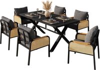 Gutent Loungesets - Modern Outdoor Bank Set - Ijzer Gestel - Gevlochten Armleuningen - Incl Zitkussens - Zwart Natuur