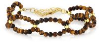 Cavill - Verstelbare Armband - 925 Sterling Zilver - Mexicaanse Tijgeroog 21,04 ct - Gouden Hematiet 2,6 ct - Elegant Dames Sieraad