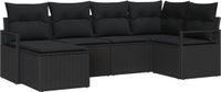 vidaXL Bankstel 6-delig Zwart Polyrattan