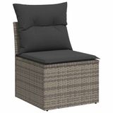 VidaXL Loungeset met kussens, poly rotan, grijs