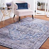 Safavieh Traditioneel tapijt voor machinewasbaar en antislip - Ideaal voor drukke gebieden - Tucson Collection, korte pool, beige en grijs, 120 x 120 cm
