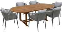 AXI Marzi/Faye 180-240 cm Dining Tuinset 7-delig Teak/Antraciet