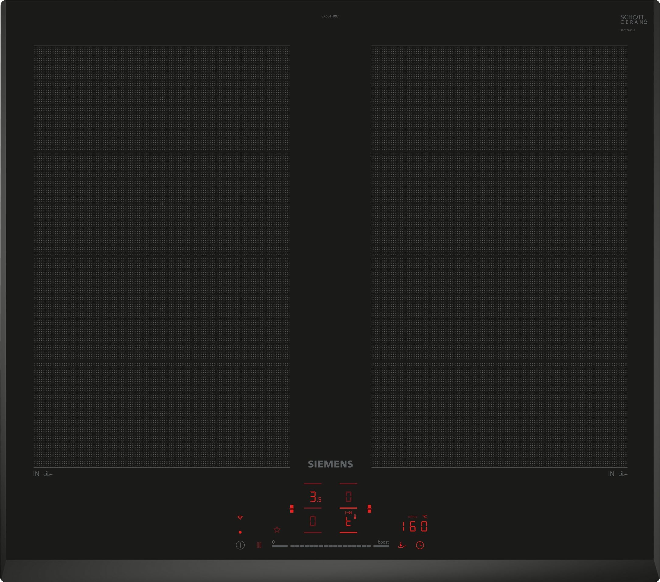 Siemens iQ700 EX651HXC1E - 60cm Induction Cooktop - Black - Built-in