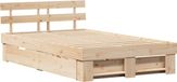 vidaXL Bedframe met hoofdeinde, bruin, 120 x 200 cm, massief grenenhout