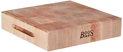 John Boos Boos Block CCB121203 hakblok van John Boos; hoogwaardig esdoornhoofdhout, professionele kwaliteit, 30,5 x 30,5 x 7,5 cm - aan beide zijden te gebruiken, zijdelingse handgrepen.