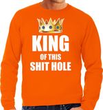 Bellatio Decorations Shoppartners Bv Koningsdag sweater / trui Im the king of this shit hole oranje voor heren - S
