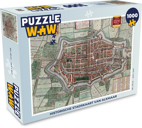 MuchoWow Puzzel Plattegrond - Vintage - Alkmaar - Legpuzzel - Puzzel 1000 stukjes volwassenen - Stadskaart