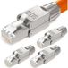HB-DIGITAL Netzwerkstecker CAT7 schmal RJ45 LSA STP Zinklegierung, (4-St), Kontaktoberfläche: Schirmversion 50u vergoldet