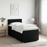 vidaXL Boxspringbed met matras met hoofdeinde Zwart 80 x 200 cm Stof