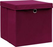 vidaXL Opbergboxen met deksel, 4 stuks, 28x28x28 cm, donkerrood