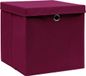 vidaXL Opbergboxen met deksel, 4 stuks, 28x28x28 cm, donkerrood