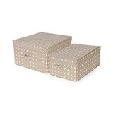 Compactor Set van 2 opvouwbare opbergdozen met deksel, niet-geweven polypropyleen en karton, groot 40 x 50 x 25 cm, klein 30 x 43 x 19 cm, Rivoli assortiment, bruin/wit, RAN10444