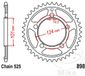 JT-prockets Couronne 38Z PAS 525 Diamètre Intérieur 101 Entraxe Fixation 124