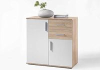 AVANTI TRENDSTORE - BEA - commode van gelamineerd hout en wit, verkrijgbaar in 2 verschillende kleuren en maten (80 x 82 x 35 cm, Sonoma-eiken)