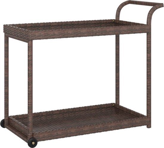 vidaXL Serveerwagen 100x45x83 cm poly rattan bruin