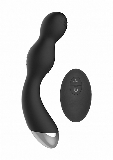 ElectroShock Remote Controlled E-Stim & Vibrating G/P-Spot Vibrator - Black