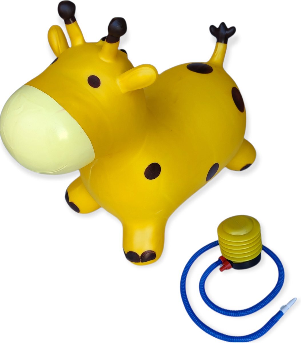 Jobber Toys - Skippy dieren - Skippybal - Koe - Geel - incl. pomp