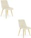 LEOBERT Set van 2 eetkamerstoelen SPLIT – Fluweel lichtbeige – Gouden poten – Modern design