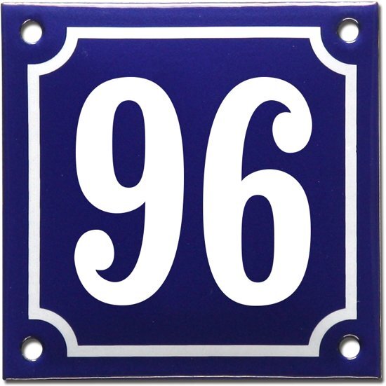 EmailleDesignÂ® Emaille huisnummer blauw/wit nr. 96