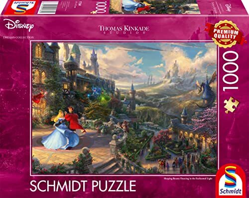 Schmidt Spiele GmbH Disney, Sleeping Beauty Dancing in The Enchanted Light: Puzzle Thomas Kinkade, Disney 1.000 Teile