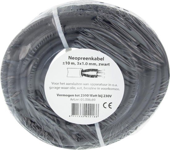 Q-Link Q-Link Neopreenkabel 3 x 1,0mm² zwart 10 mtr
