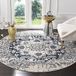 SAFAVIEH Madison Collection Distressed Cream and Navy Rug - 201 x 201 cm